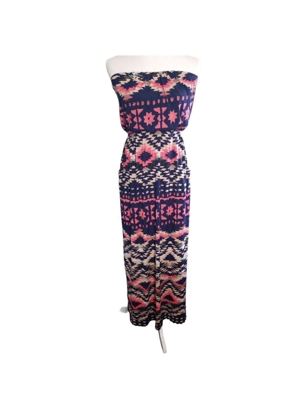 Three Pink Hearts Strapless Maxi Size Small